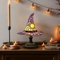 thumbnail image 3 of Yucurem Halloween Decoration - Witch LED Hat Lamp Stained Glass, Handmade Gothic Witch Hat Night Light for Indoor Party & Spooky Halloween Party Decorations (Purple), 3 of 8