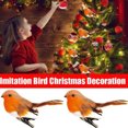 thumbnail image 4 of Simulación de clip de pájaro petirrojo navideño, lindo adorno festivo para árbol de Navidad, adorno de pájaro con plumas artificiales 2025, 4 of 5