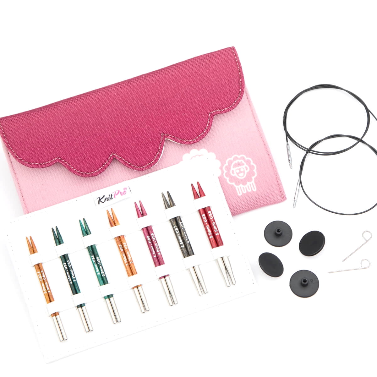 KnitPro Trendz Interchangeable Circular Knitting Needles - US Size 8 (5mm), 13 Cm, Acrylic Color-Coded Needles