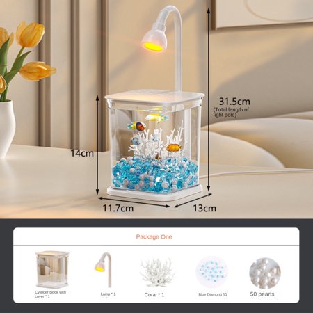 Betta Fish Tank Mini Aquarium Set Fish Tank Shrimp tank Snail tank Plant tank Aquarium set small tabletop aquarium suitable for beginners small aquarium pet creative night light