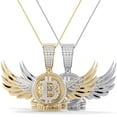 thumbnail image 5 of Real Genuine 1.50 Cwt. VVS/1 Tested MOISSANITE Diamond Flying Winged Bitcoin Digital Money Cryptocurrency Pendant 10K Gold Over Charm +Chain, 5 of 5