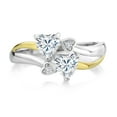 thumbnail image 2 of Gem Stone King 925 Silver and 10K Yellow Gold White Moissanite and White Lab Grown Diamond Ring for Women (0.86 Cttw, Gemstone, Heart Shape 5MM, Size 7), 2 of 5