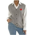 thumbnail image 2 of Taylonsss Women's Sleeveless Sweater Vest with V-Neck and Button Front Loose Fit Heart Pattern for Winter Warmth Casual Comfortable Acrylic Blend, 2 of 7