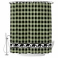thumbnail image 2 of Sage Green Black Waterproof Fabric Shower Curtain,Farmhouse Vintage Bear Buffalo Plaid Waterproof Fabric Shower Curtain for Bathroom Curtains Bathtubs Shower Curtains with 12 Hooks Extra Long 72x96, 2 of 8