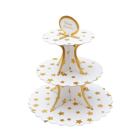 

3 Tier Paper Cake Storage Rack Dessert Display Stand Birthday Party Supplies for Afternoon Tea Wedding (Star)