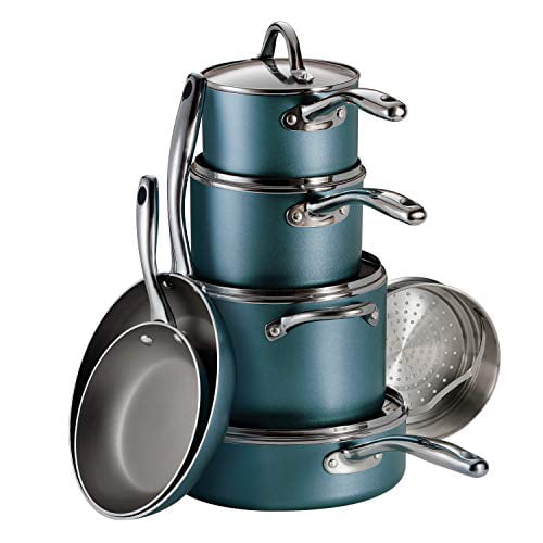 Free Shipping! Tramontina 11-Piece Nonstick Cookware Set Teal NEW 