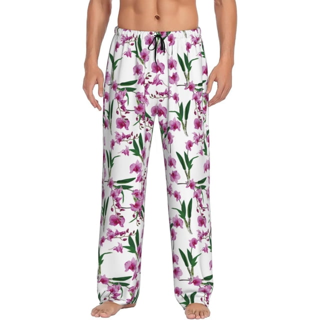 Balery Orchids Flowers Pantalones de pijama para hombre, pijama ultraligero, pantalón de descanso-Small