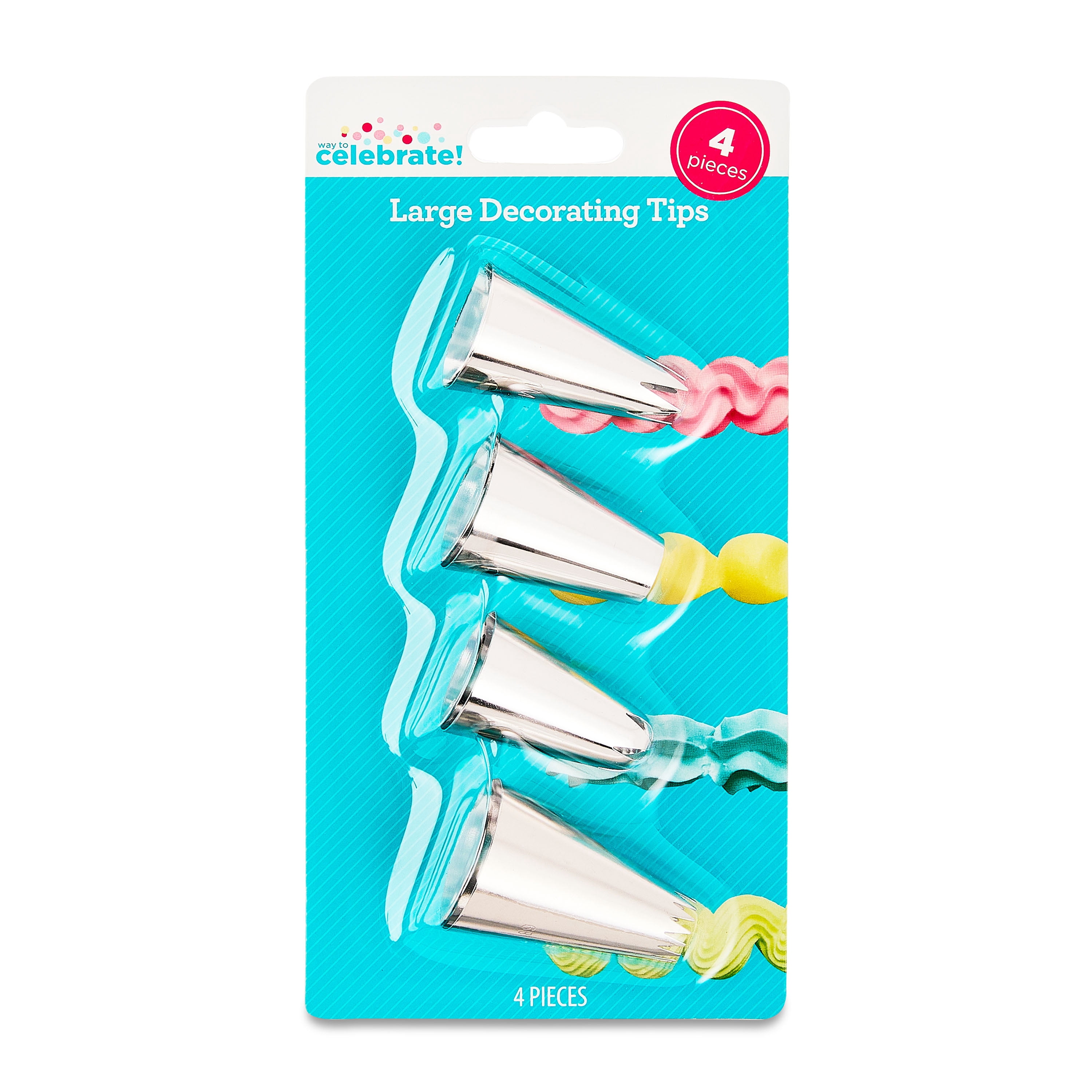 Way To Celebrate Large Decorating Tips, 4 Pieces