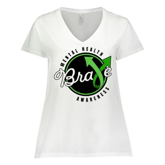 Inktastic Mental Health Awareness Brave Women's Plus Size V-Neck T-Shirt