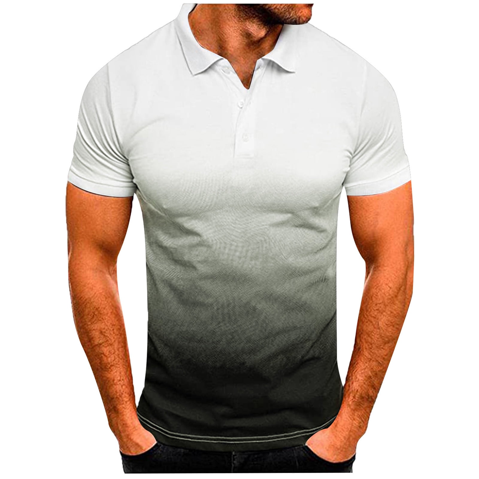 Aayomet Polo Shirts For Men Mens Fashion Casual Sports Gradient Lapel ...