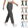 thumbnail image 2 of Capri Pants for Women High Waist Straight Leg Stretch Pull On | Cropped Pants Summer Work Golf Capris with Pockets Dark Gray,M, 2 of 7