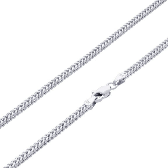Nuragold 10k Real White Gold Franco Square 2mm Box Chain Wheat Chain Necklace (16"-26") Italian Jewelry for Men & Women
