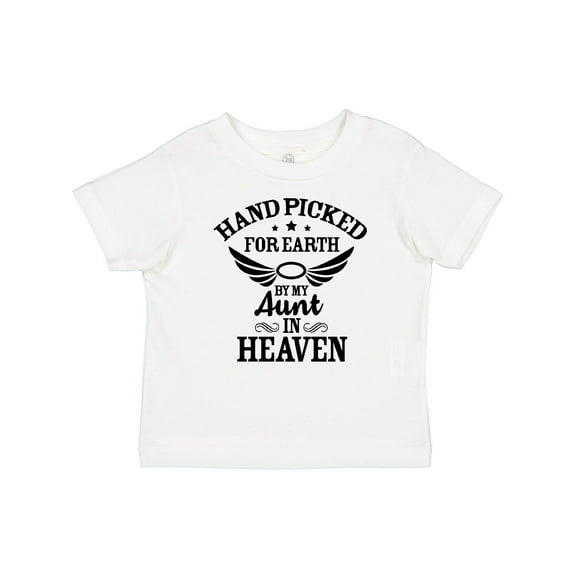 Inktastic Handpicked for Earth by My Aunt in Heaven with Angel Wings Boys or Girls Baby T-Shirt