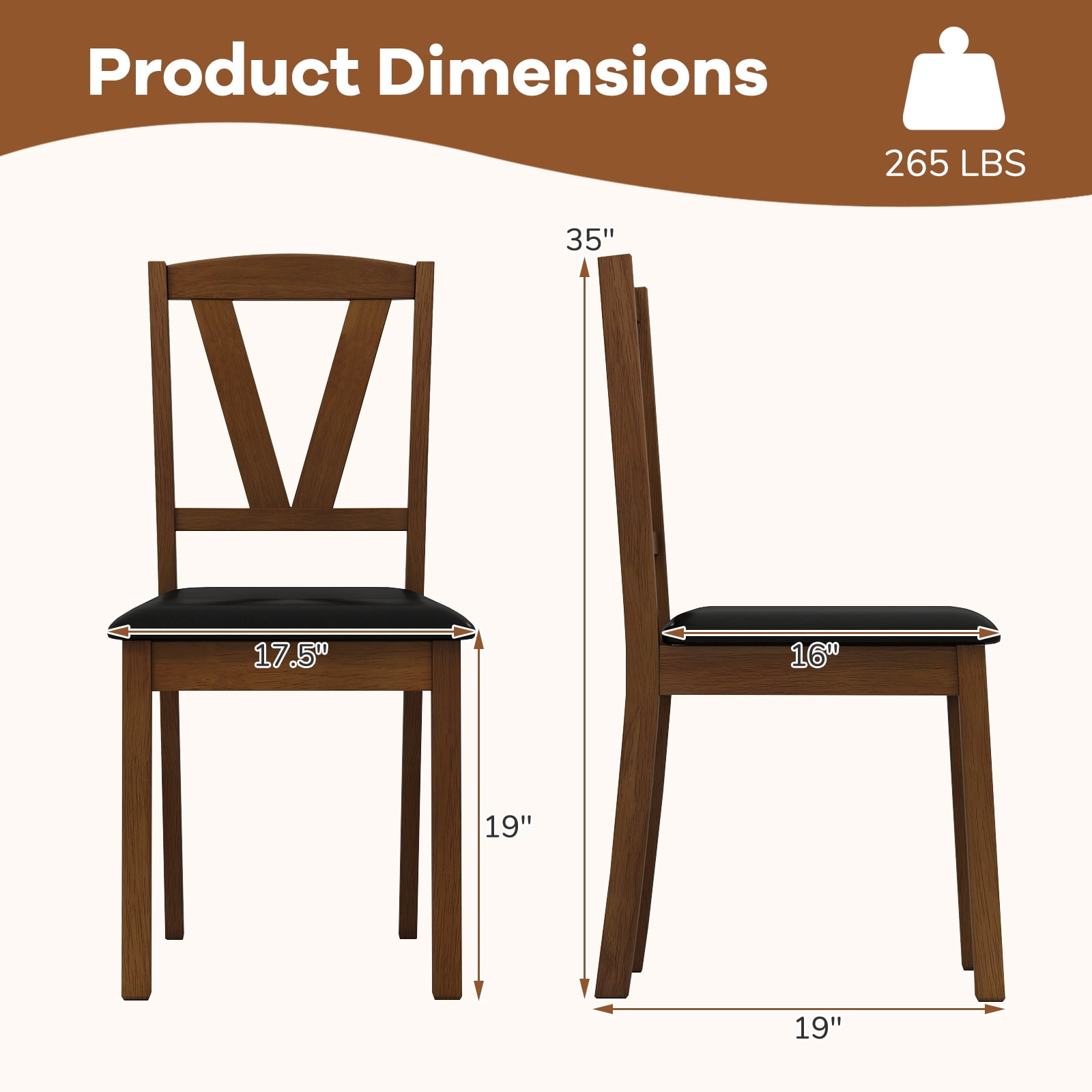 Costway Dining Chairs Set of 4 PU Leather Dining Room Chairs with Hollowed Backrests