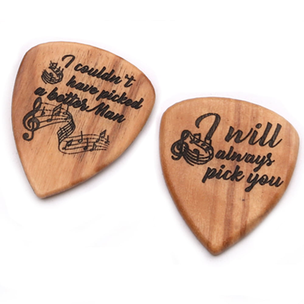 Guitar Picks Wooden Pick Box Holder Collector with Different Wood Picks Media*PF