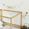 thumbnail image 4 of Full Size Canopy Bed Frame with Fence and Guardrails, Rubber Wood Floor Bed, Montessori Floor Bed for Boys Girls, Natural, 4 of 8