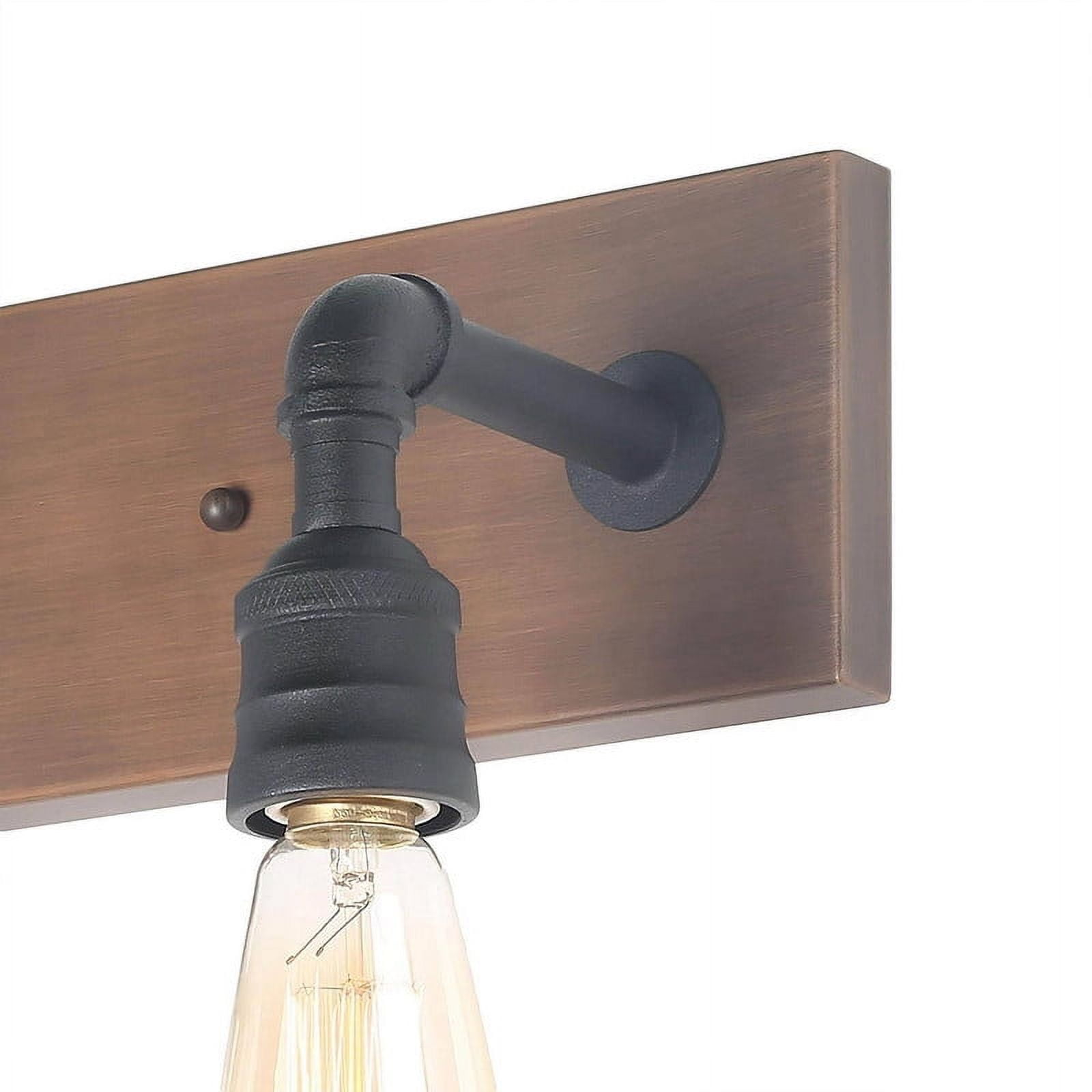 LNC 22-in 3-Light Brown Wood and Matte Black LED Farmhouse Vanity Light for Bathroom