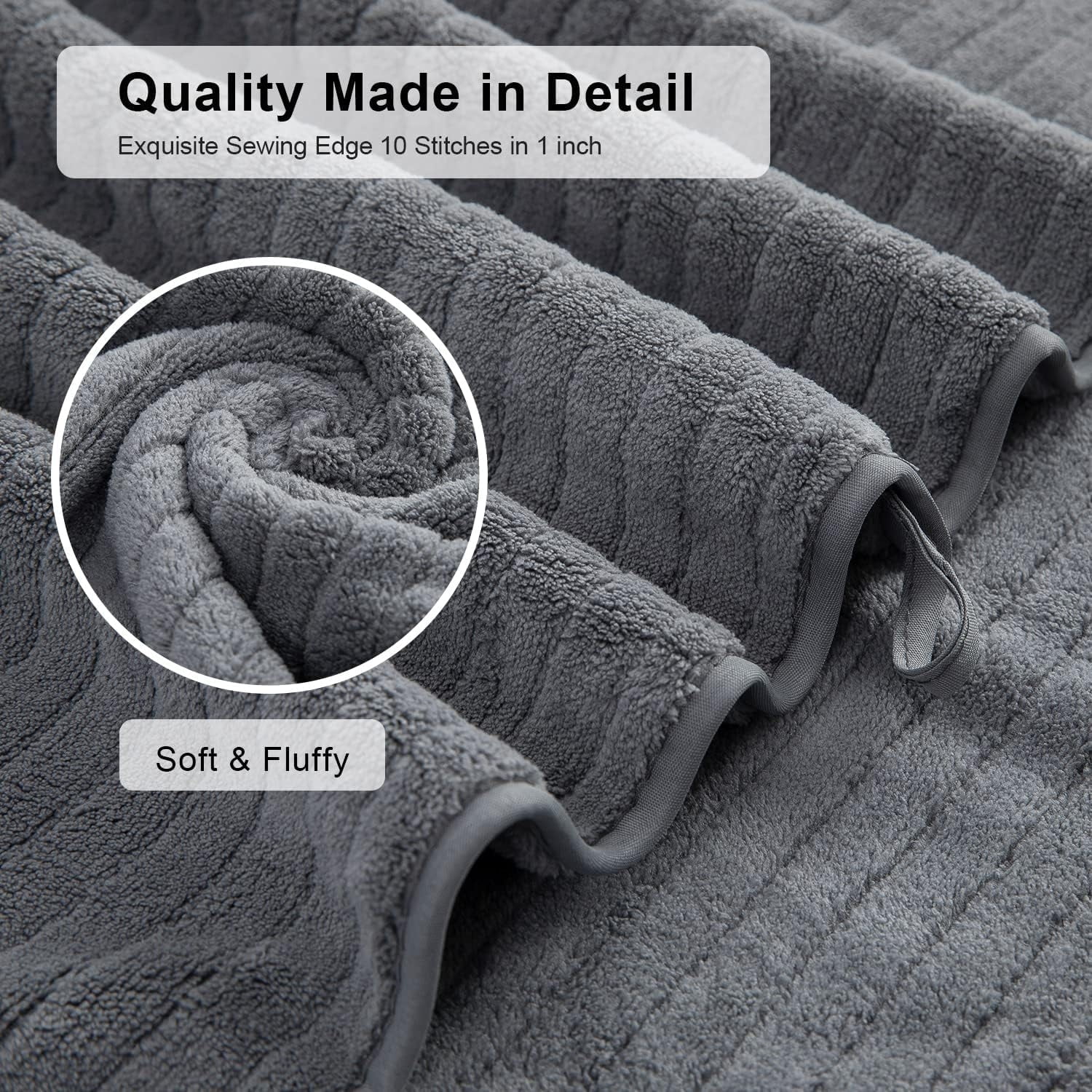 Oggfader Bath Towels Hand Towels On Clearance 1PC 75x35CM Coral Velvet Towel For Adult Daily Use At Home Absorbent Dry Hair Towel That Does Not Hair Beach Towel Strip Patterned Bath Towel Gray