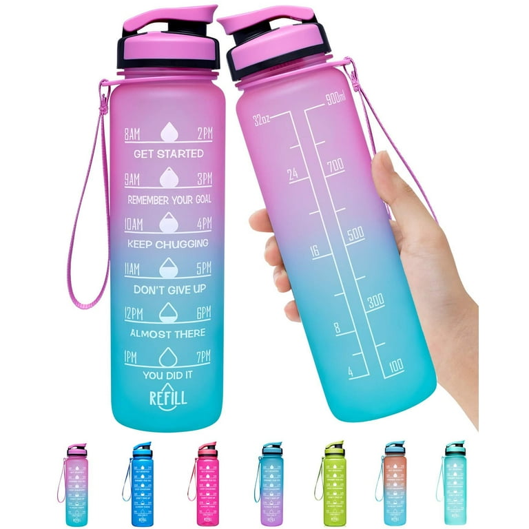 AnaVik Sports Water Bottle - 32 oz BPA Free Gym Workout Fitness Running  Hiking Drinking Plastic Sport Best Water Bottle Large 1 Liter L Cool Bottle  Women Men Li…