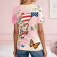 thumbnail image 7 of Women's 250th Anniversary Usa Shirt Independence Day Patriotic Star Stripe Print V-Neck Button Short Sleeve Top, 7 of 7