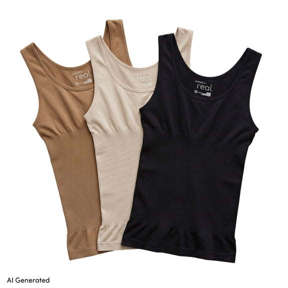 Comfort by Real Women's Seamless Shaping Camisole, 3-Pack