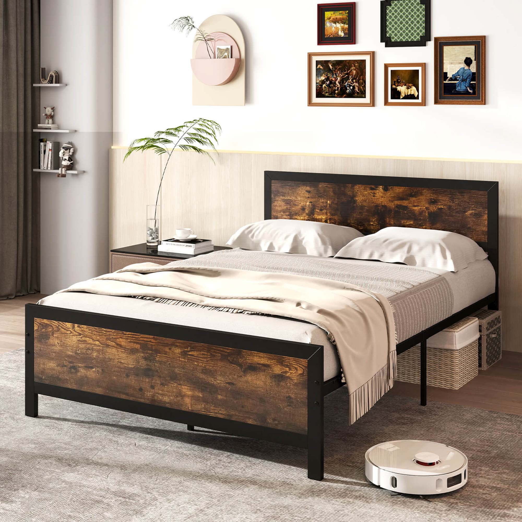 新品head board TALENT 154 Costway Full Gold Metal Bed Frame, Velvet Headboard, Solid Slats