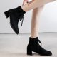 thumbnail image 2 of NECHOLOGY Botas Mujer Adulto Femenino Zapatos Botines para mujer Botines de mujer Moda de otoño e invierno de sólido Cómodo Tacón cuadrado Tacón grueso Cremallera trasera (Black, 6.5), 2 of 6