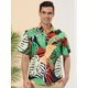 thumbnail image 2 of Lars Amadeus Camisa con estampado floral para hombre Camisas de playa de verano de manga corta con botones Verde blanco XL, 2 of 6