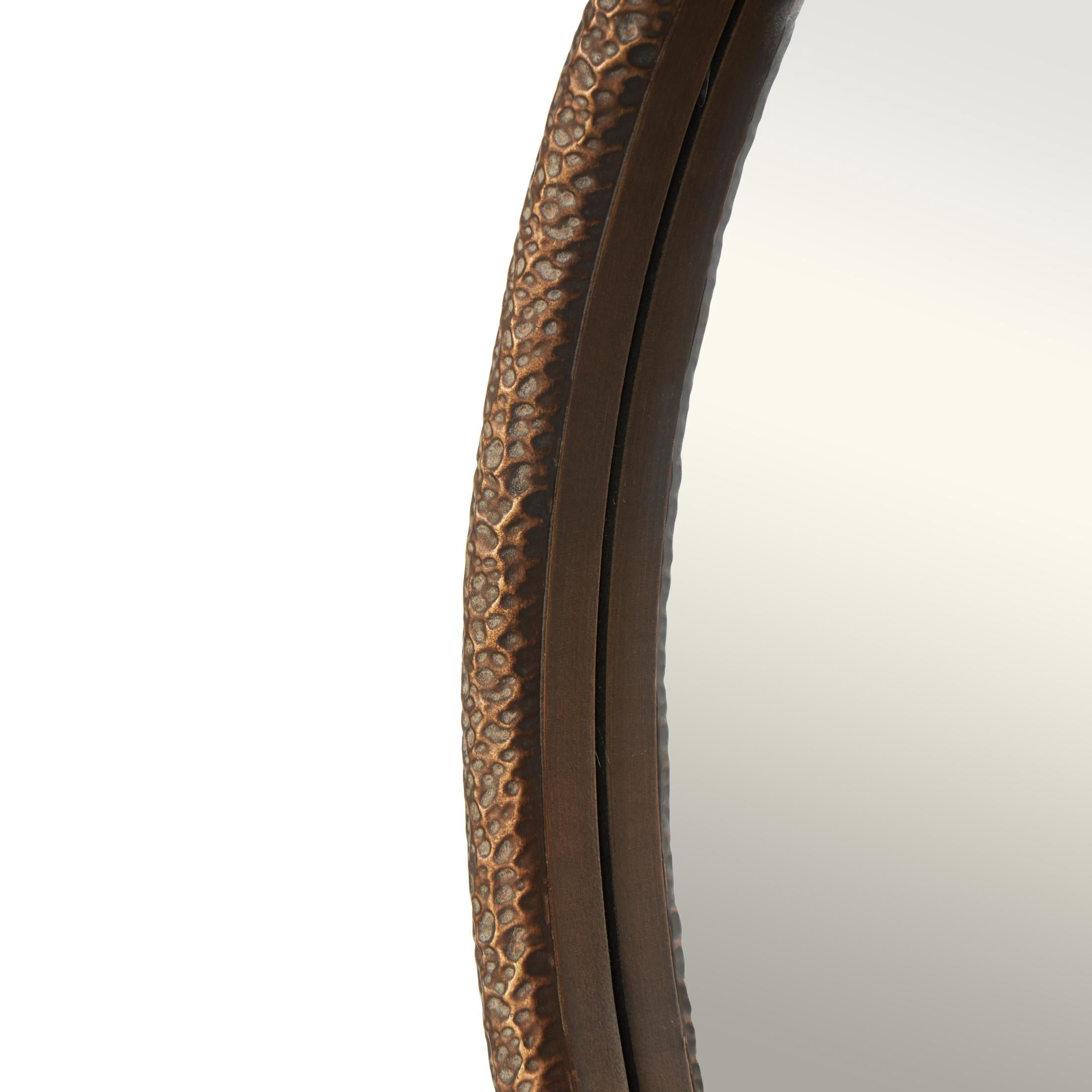 DecMode 34" x 34" Copper Weathered Spotted Wall Mirror with Hammered Texture