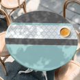 thumbnail image 2 of Turquoise Morocco Round Tablecloth, Fitted Table Cover with Elastic for 55"-60" Round Tables, Geometric Grey Stripes Modern Table Cloth Outdoor Indoor Dinning Party Waterproof Tablecloths, 2 of 7