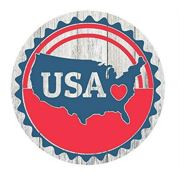 USA Love Rustic Metal Sign Circle 11.75"