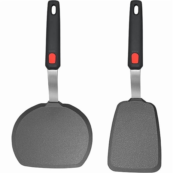 WangHooo Silicone Pancake Spatula Turner Set of 2, 600°F Heat Resistant Cooking Spatulas for Nonstick Cookware, Large Kitchen Utensils BPA Free Rubber Spatula Set for Egg, Pancake, Fish, Burger
