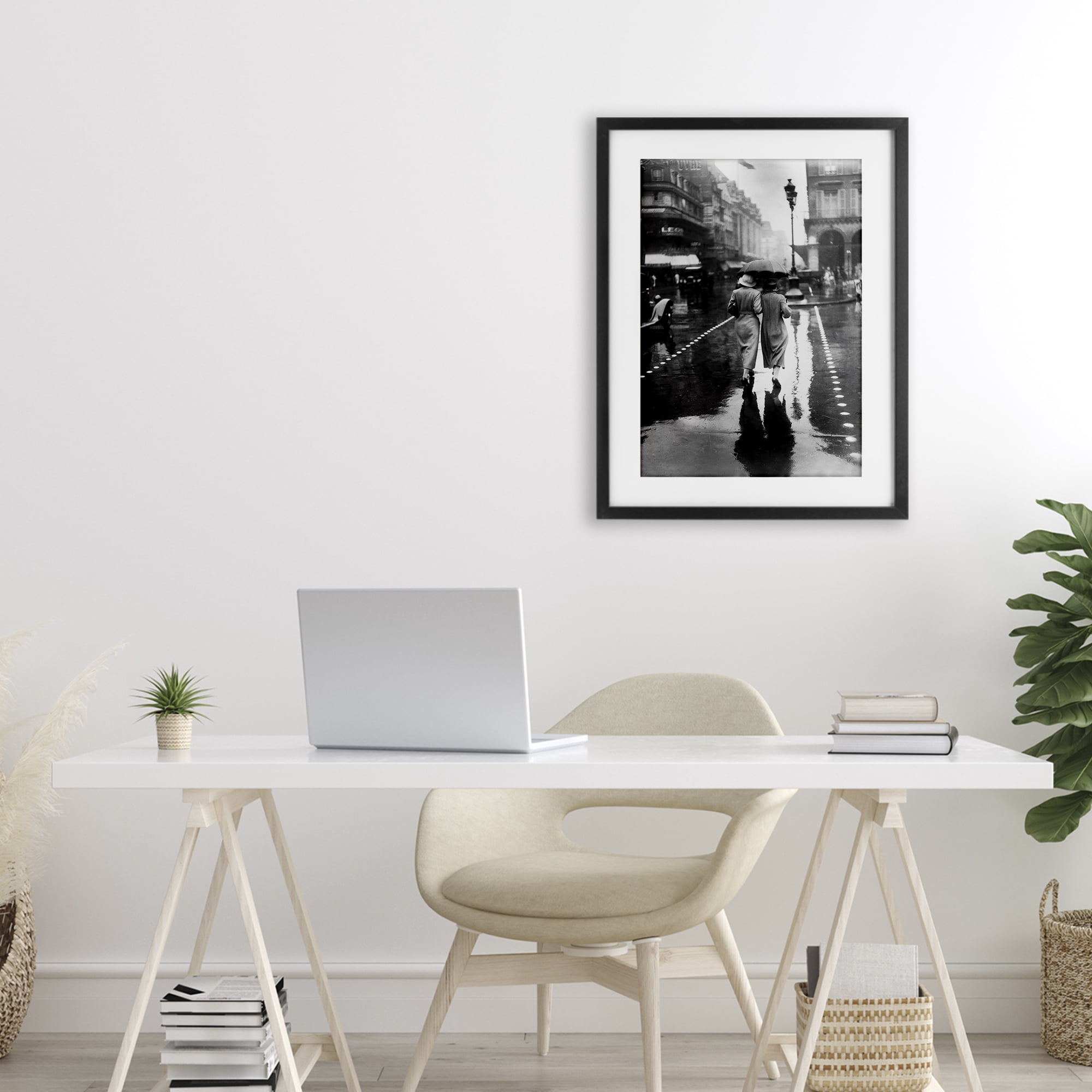 Stupell Industries Paris In The Rain Black Framed Print Under Glass, design by Vintage Hustle