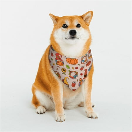 KLL Fall Thanksgiving Dog Bandanas Triangle Reversible Pet Scarf for Small Medium Large and Extra Large Dogs-Small