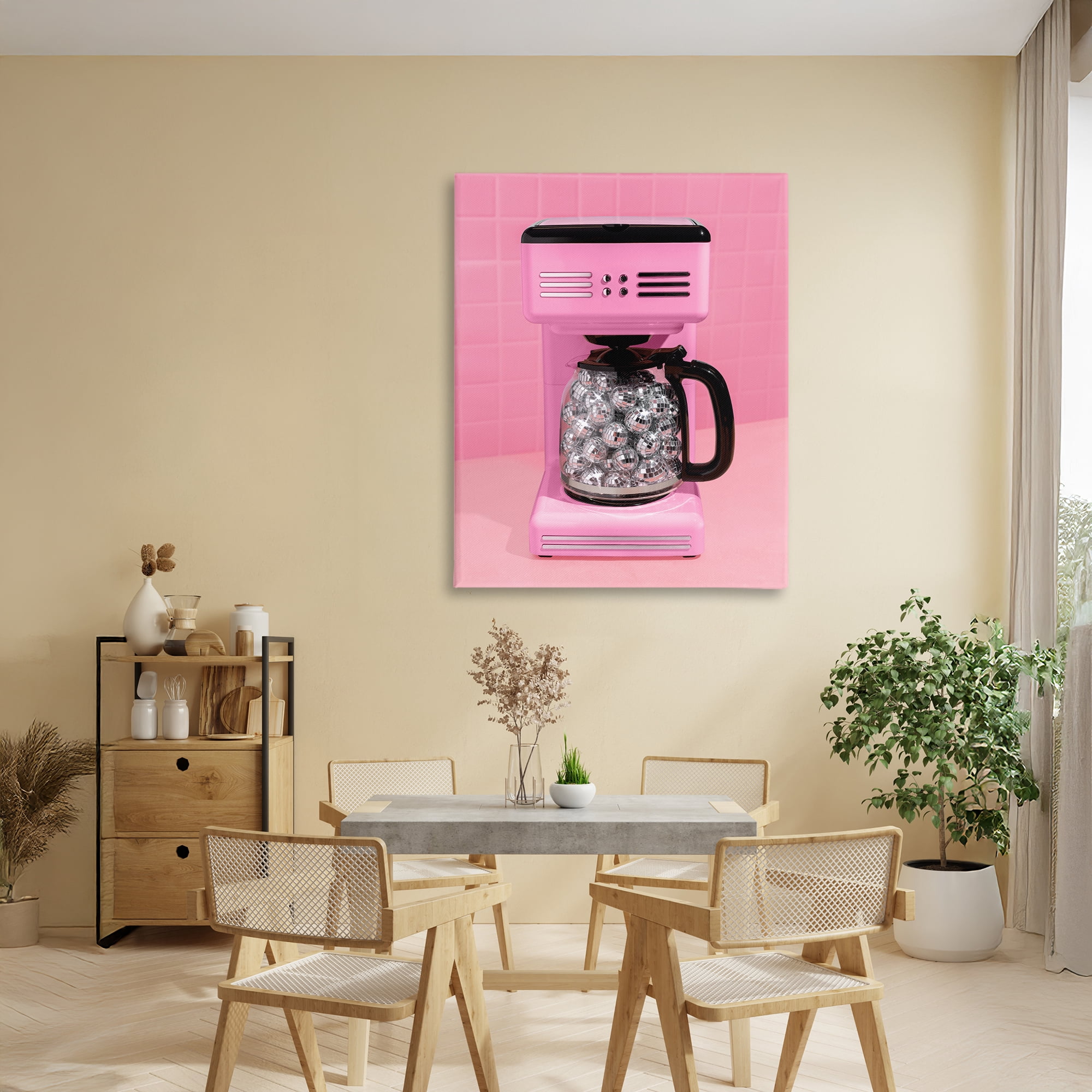 Stupell Industries Disco Coffee Over Pink Canvas Wall Art, design by LISH Creative