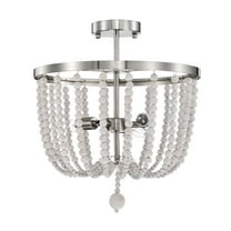 Warehouse of Tiffany Roxelana Satin Nickel 18 Inch Bohemian Semi-Flush Mount Ceiling Lighted Chandelier