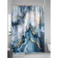 thumbnail image 5 of Abstract Marble Shower Curtain, Gradient Blue Gold White Texture Waterproof Shower Curtain Set with 12 Hooks Lightweight Washable Fabric Shower Curtains for Bathroom 60x72 Inches, 5 of 6
