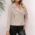 thumbnail image 5 of Tianiyouqing Womens Faux Suede Jacket 2024 Fall Winter Clothes Casual Zipper Cropped Coat Bomber Biker Moto Jackets Outwear Complexion M, 5 of 7
