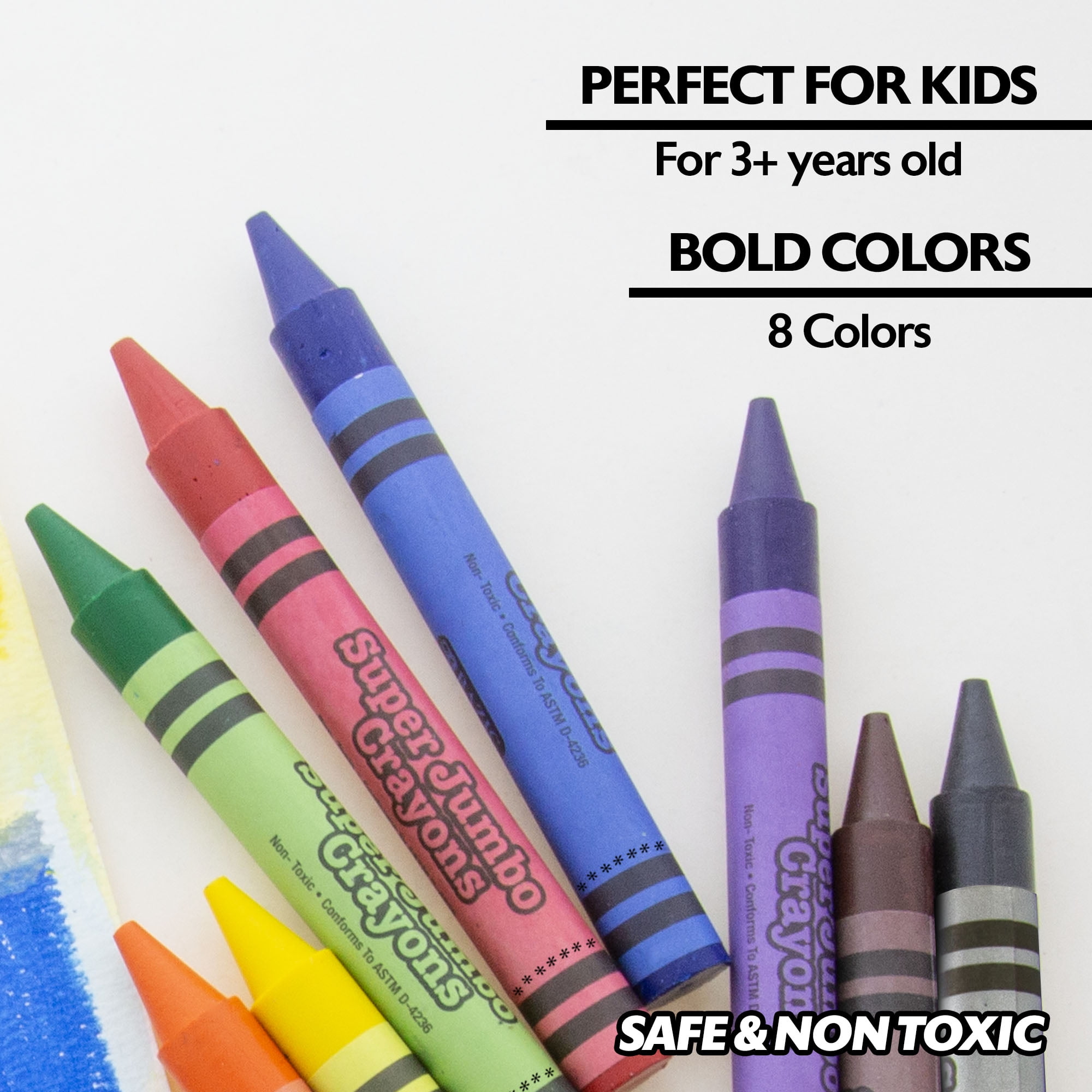 BAZIC Super Jumbo Crayons 8 Color, Non Toxic Crayon (8/Pack), 24-Packs