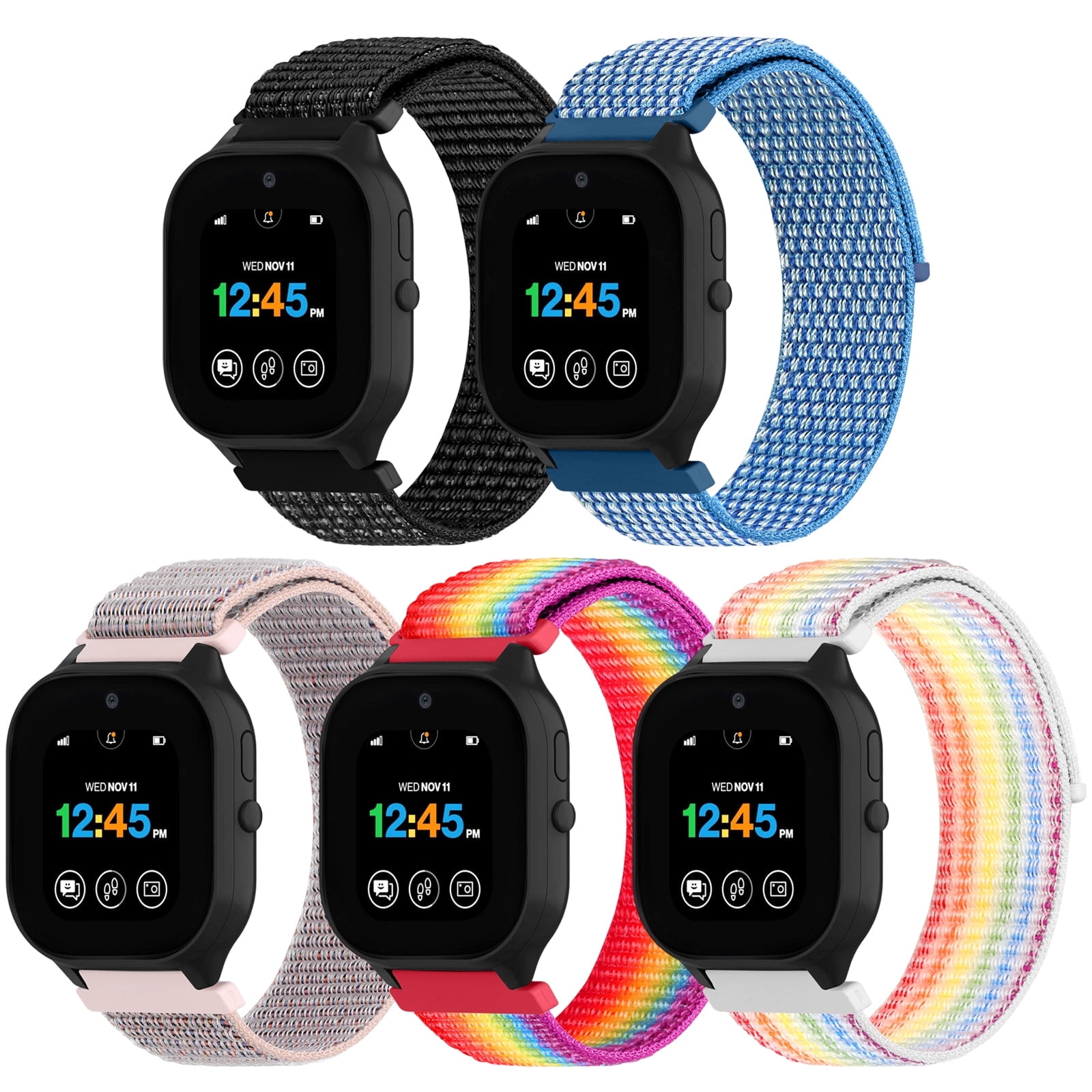 Vodtian 5 Pack Nylon Short Bands Compatible with Gabb Watch 3 2 1/Gizmo Wach 3e 3 2 1, 20mm Solo Loop Soft Strap for Xplora X6 Play/Pro, Cosmo JrTrack Watch
