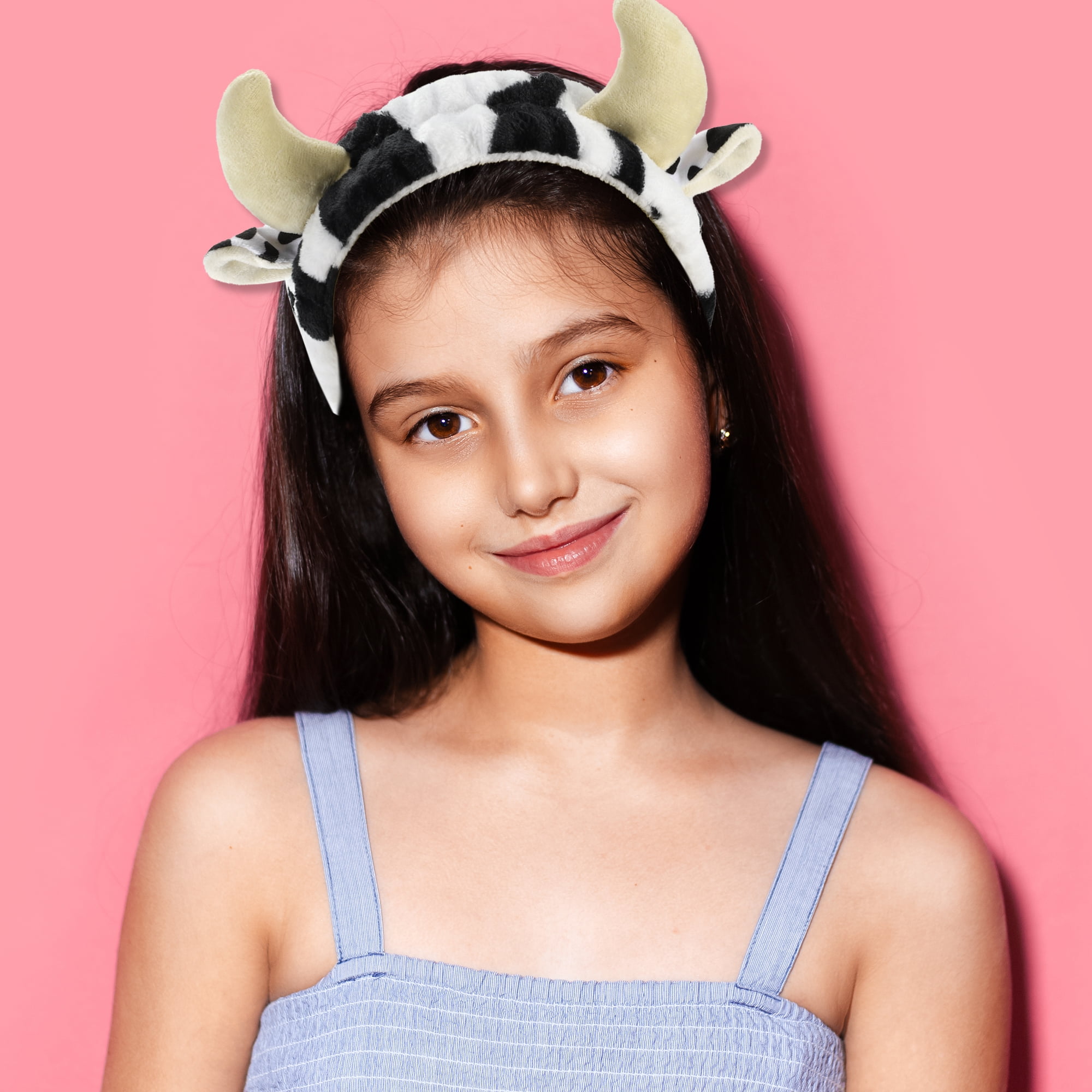 Unique Bargains Women's Cute Cartoon Cow Headbands 8.27"x7.09" Black White 1 Pc