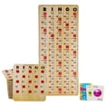 thumbnail image 1 of MR CHIPS Jam-Proof Bingo Cards with Sliding Windows, 25 Reusable Shutter Cards, 75 Calling Cards 1 Master Board in Tan Woodgrain Style, 1 of 9