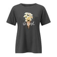 thumbnail image 4 of CAMERIARI Flower Short Sleeve Round Neckline Tshirts Shirts for Women, Size XL-4XL, Big&Tall, Gray, Women Casual Top Shirt Short Sleeve Printed T Shirt Round Neck Loose Soft Top, 4 of 4