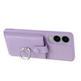 thumbnail image 3 of Compatible with Samsung Galaxy S25 Edge Wallet Phone Case,360°Rotation Finger Ring Holder Kickstand,with Card Holder,Lychee Pattern PU Leather Durable Shockproof Rugged Phone Case,Purple, 3 of 11