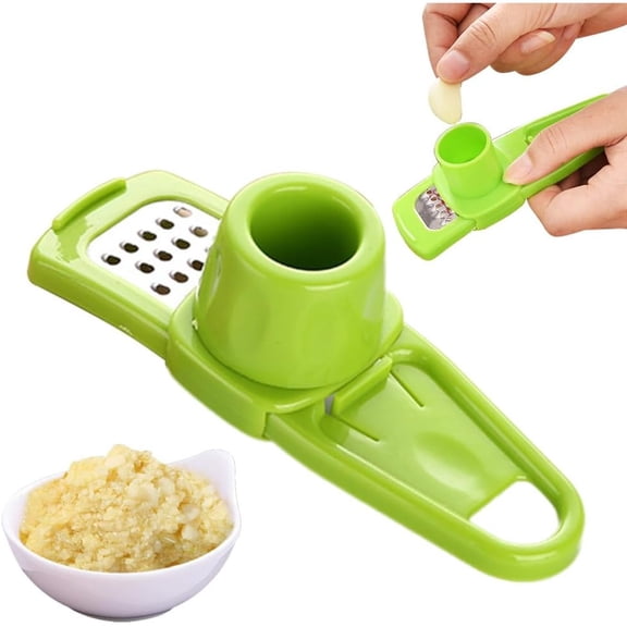 Garlic Grinder, 2025 Upgrade Mini Garlic Peeler Multifunctional Garlic Slicer Garlic Crusher, Easy to Use Ginger Grater Hand Press Garlic Grater for Smash Garlic Kitchen Tools (Green)