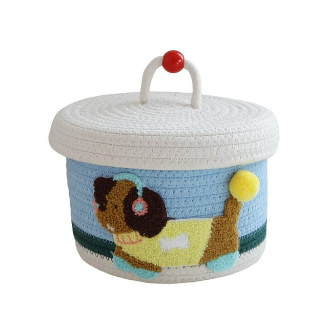 Small Woven Storage With Lid Cute Animal Toy Organizers Rope Storage For Living Room Area Decorative Small Rope Boxes With Lid Handwoven Rope Decorative Storage For Stationery Organizer Drawers