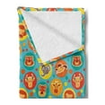 thumbnail image 2 of Cartoon Animal Soft Flannel Fleece Blanket, Comic Animal Faces on Colorful Dots Happy Kindergarten Fun Characters Kids, Cozy Plush for Indoor and Outdoor Use, 50" x 60", Multicolor, by Ambesonne, 2 of 5