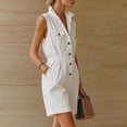 thumbnail image 4 of Yteetum Women's Summer Button Down Jumpsuits Rompers Oversized Turndown Collared Short Jumpsuit Women Casual Solid Stand Collared Loose Lightweight Comfy Overalls, 4 of 9