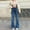 Dark Blue, variant on IDALL Wide Leg Jeans Woman High Waisted Jeans Bell Bottom Jeans For Women High Waisted Flare Jeans For Women Stretchy Bell Bottoms Pants Stretchy Jeans Baggy Jeans Black M
