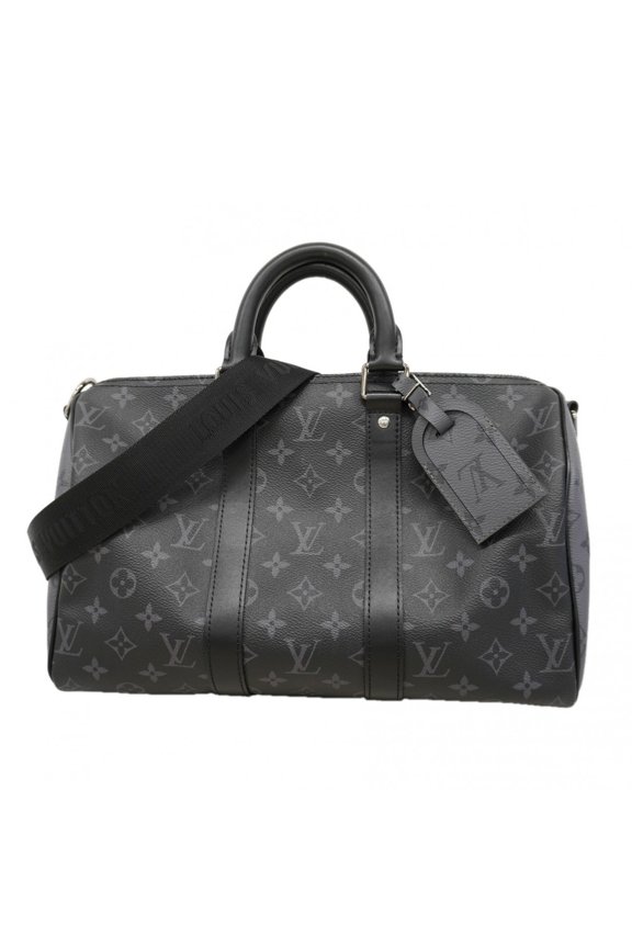 Pre-Owned Louis Vuitton Monogram Eclipse Reverse Keepall Bandoulire 35 Handbag M46655 Black...